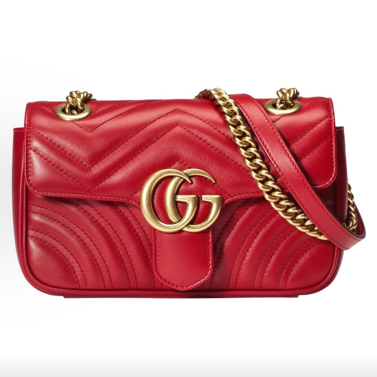 95新 GUCCI/古驰 红金马蒙22链条包16618226