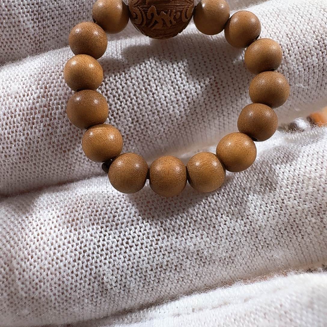 檀香木无事牌戒指微瑕