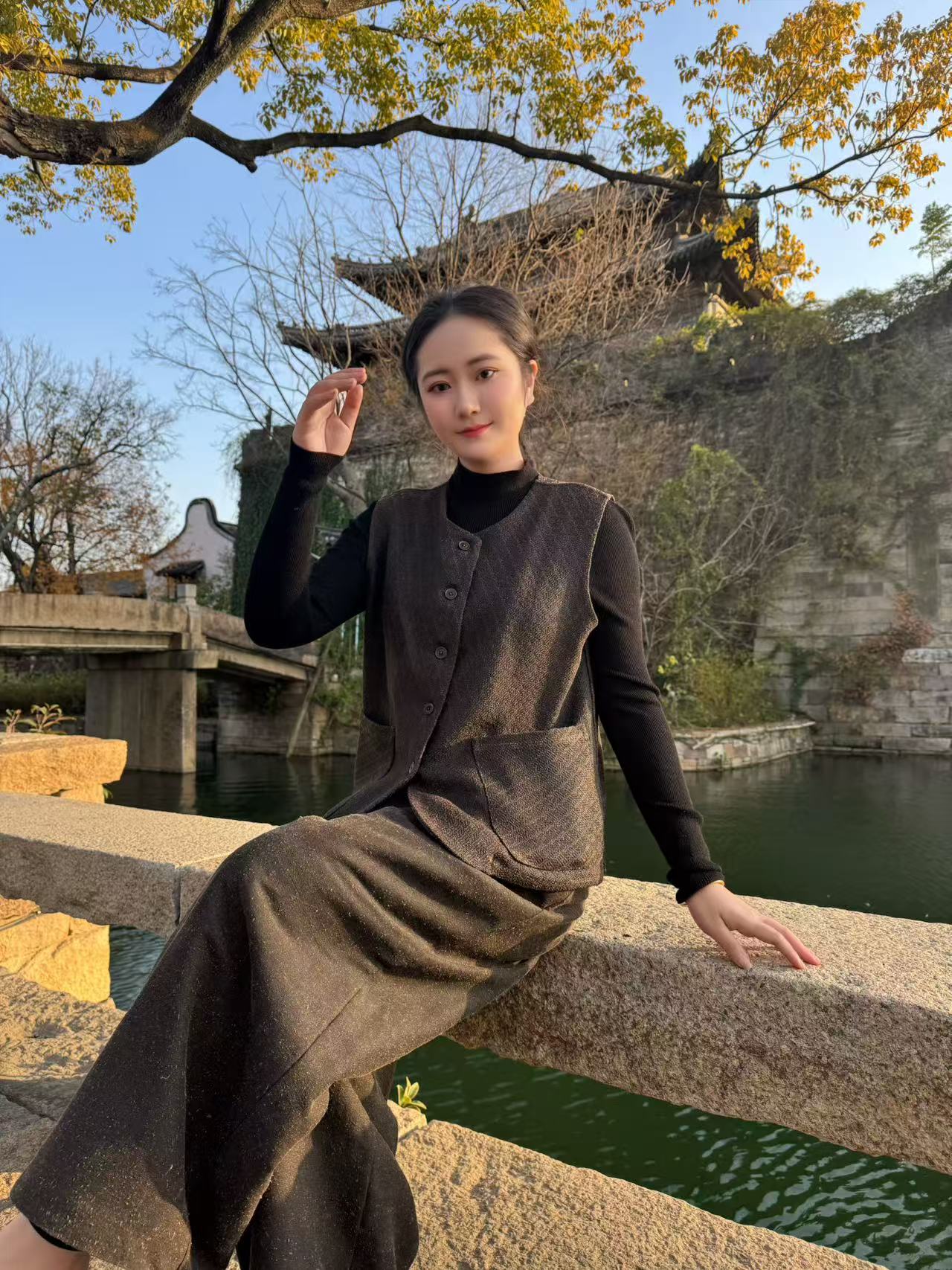 100%柞蚕丝！柞蚕丝菱形纹马甲