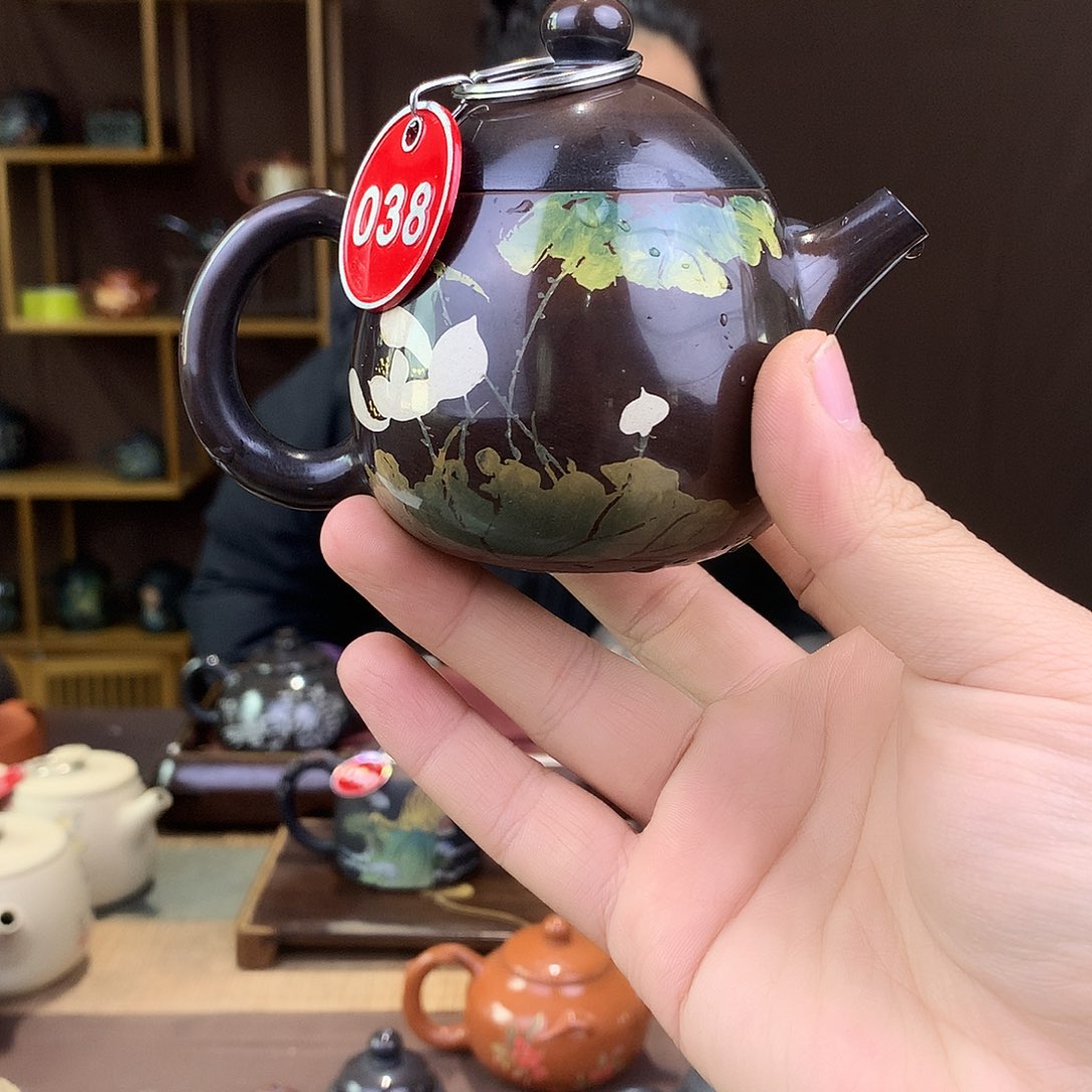 壶建水紫陶彩填亮光茶壶038