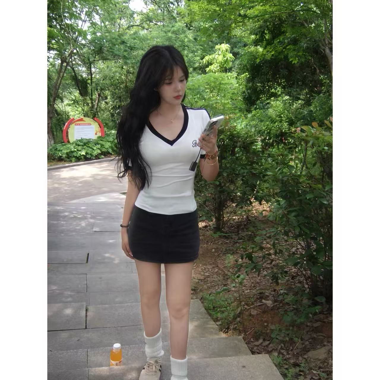 徐秋阳  三杠赛道（小版型）夏季新款百搭是休闲显瘦短袖12958