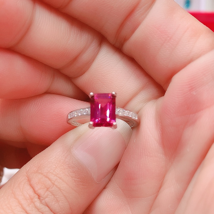 石榴石戒指银S925镶嵌6✖️8