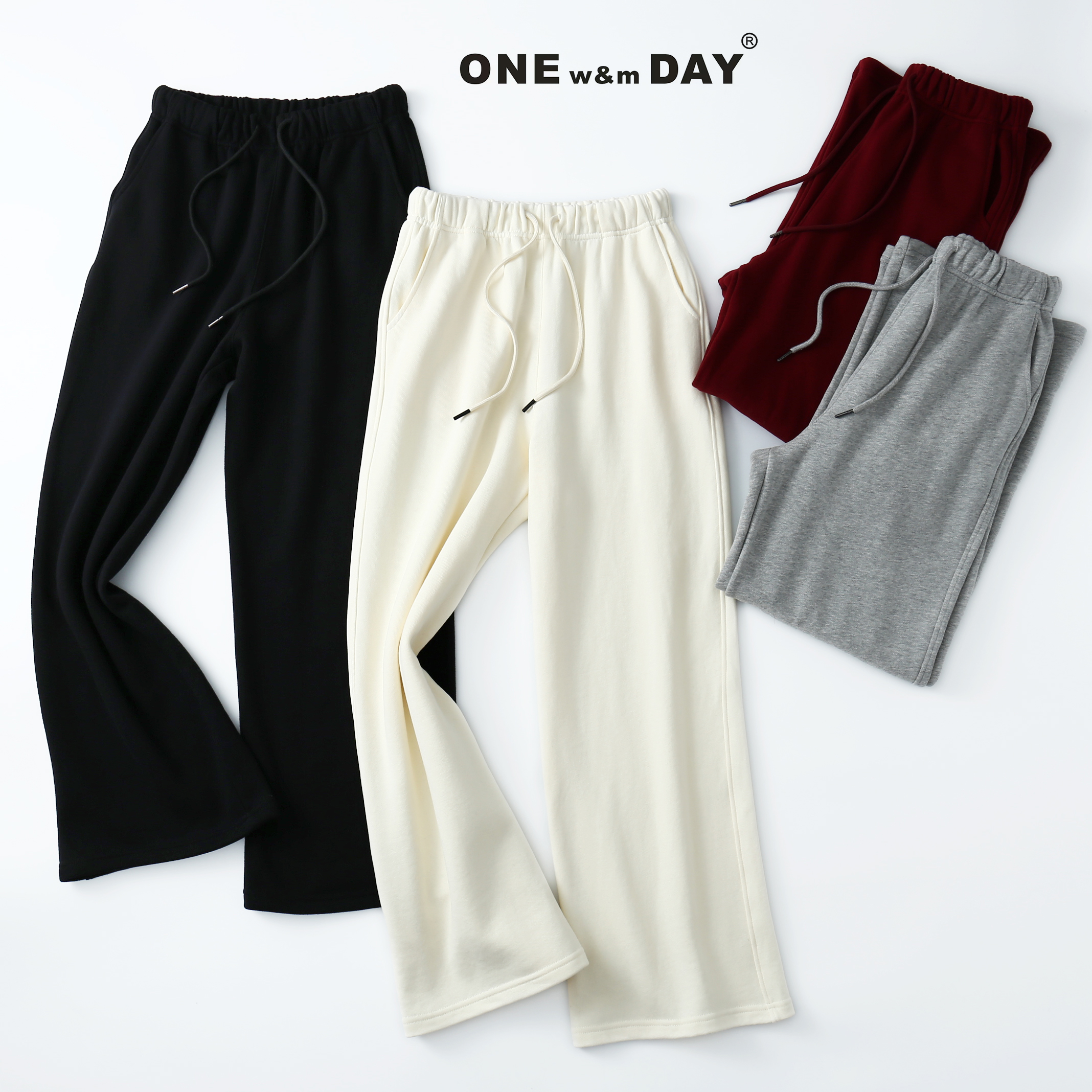 全棉磨绒女款简约阔腿裤586