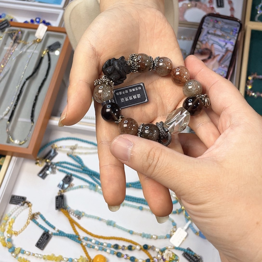 水晶手链银S925镀金镶嵌