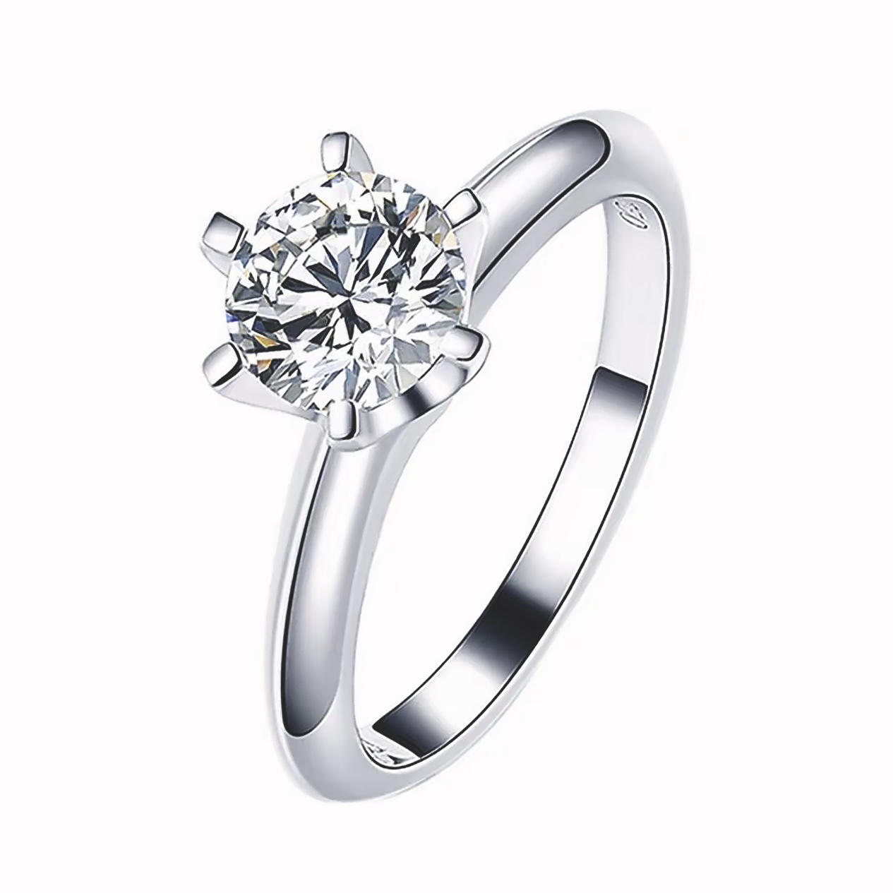 实验室培育钻石PT950铂金镶嵌钻石女戒经典T6爪 百年经典培育钻石
