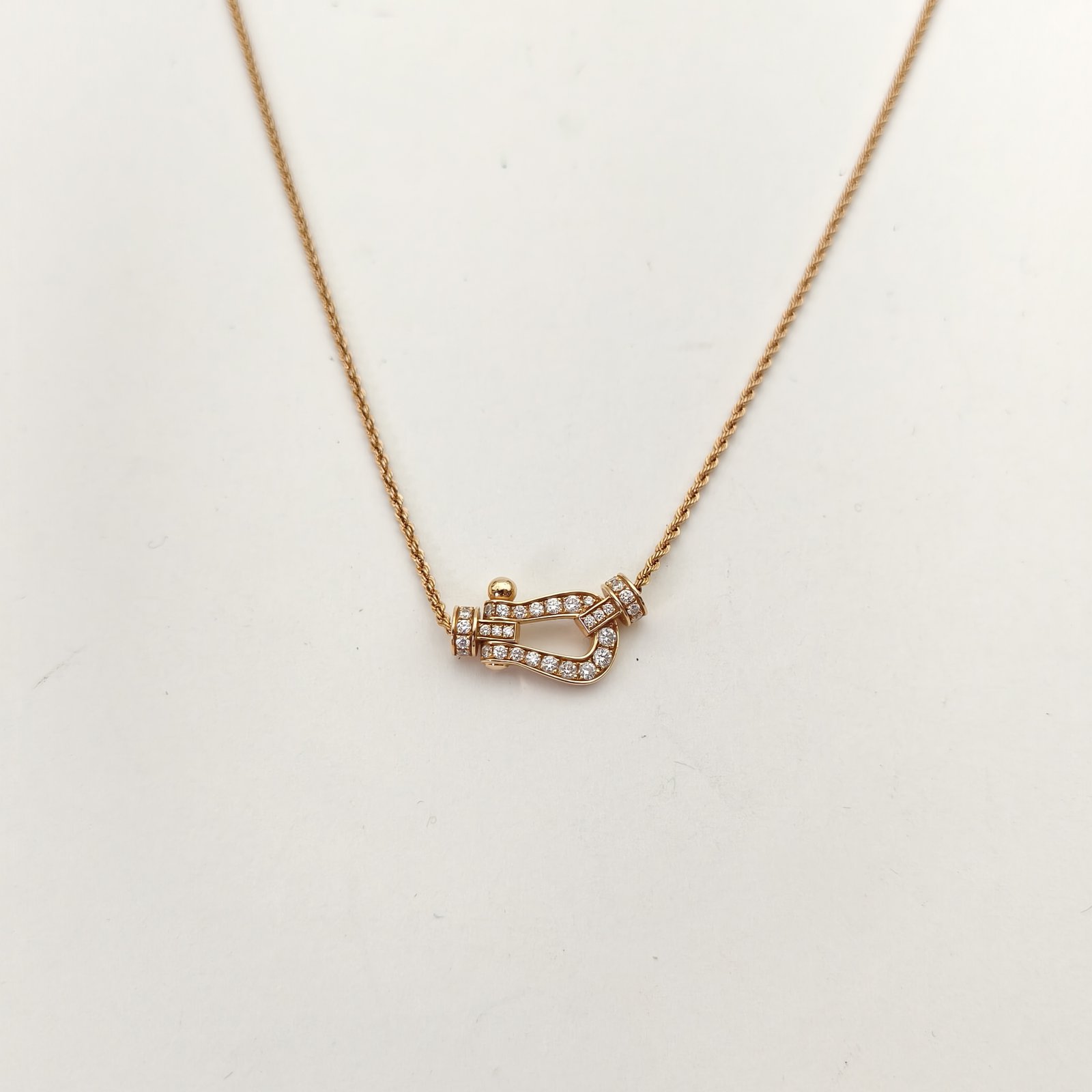 99新 FRED/斐登 小花柳 玫瑰金 Force 10 中号 18k 满钻项链