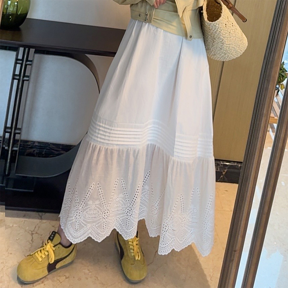 MISS RUILI定制 早春新款法式甜美风a字高腰显瘦中长裙F0046