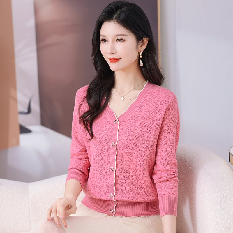 【绵羊毛】纯色假开衫2025春秋新款女薄小衫洋气百搭爆款长袖针织衫