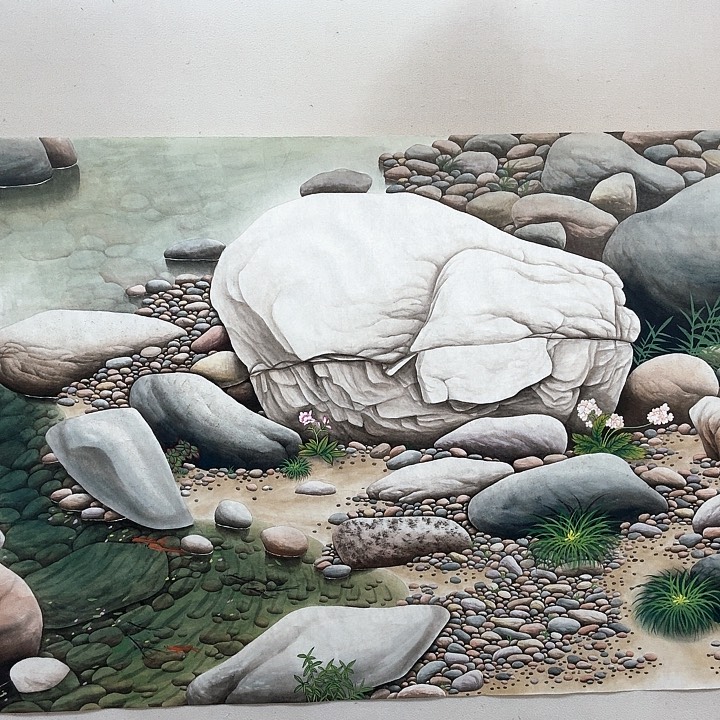 国画工笔画作品石来运转任海鲜画