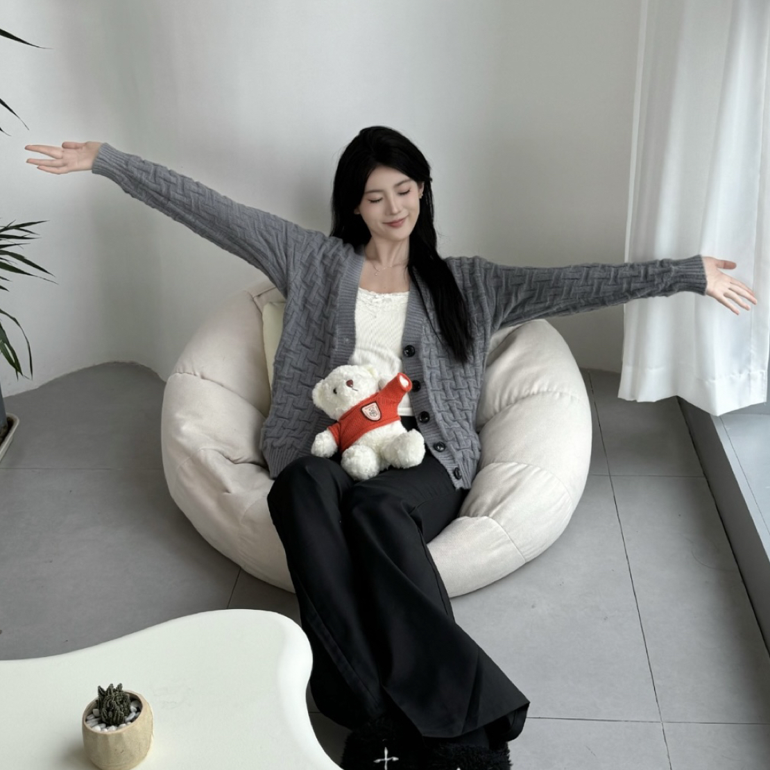 【NYH659~毛衣开衫·无吊牌】韩系慵懒风简约V领毛衣开衫