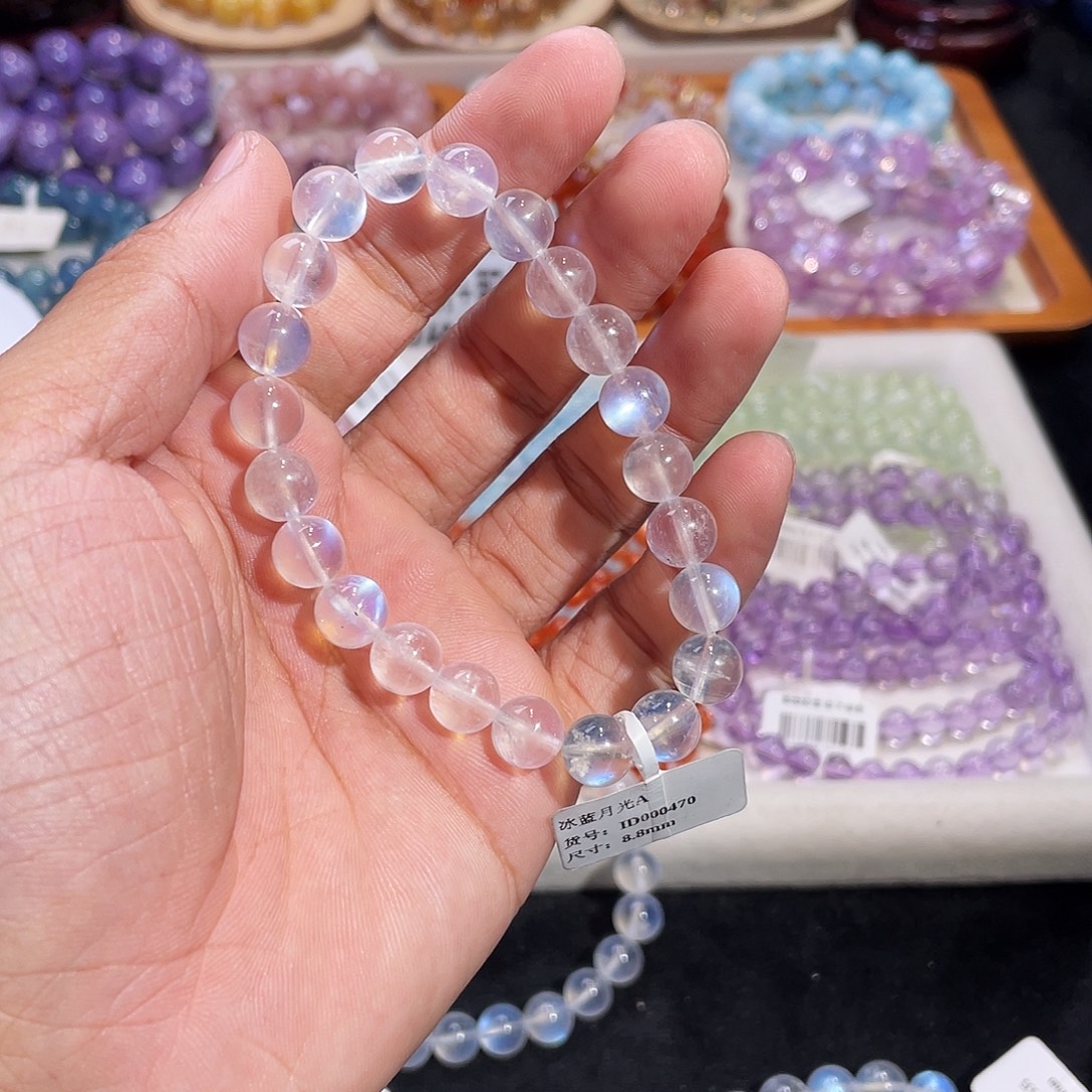 未镶嵌手链长石冰蓝月光8.8mm