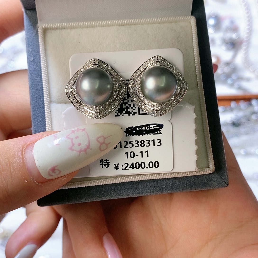 海水珍珠耳饰银S925镶嵌