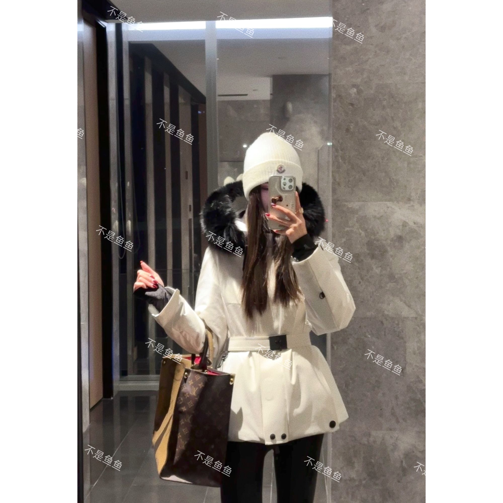 90白鸭绒羽绒服“雪山之巅”腰带款大朵绒冬季百搭加厚大毛领1