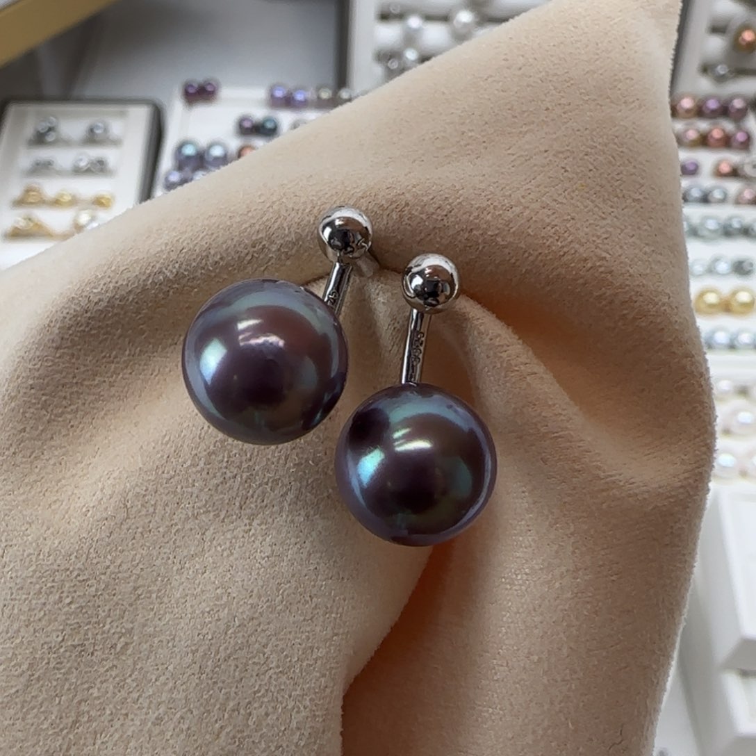 淡水珍珠耳饰银S925镶嵌