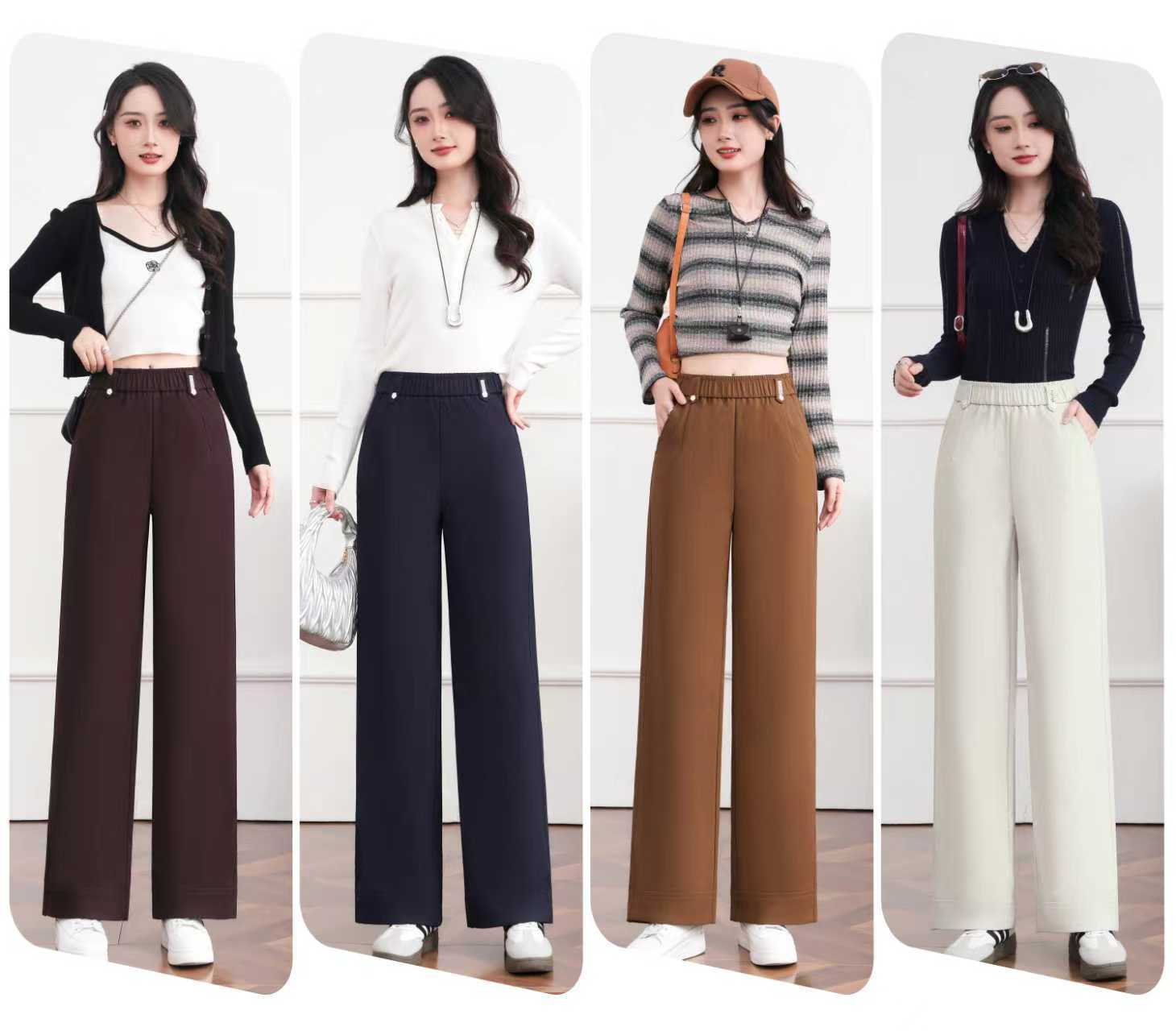 早秋季新款阔腿裤2025高腰透气直筒裤显瘦薄款休闲风垂感宽松女裤