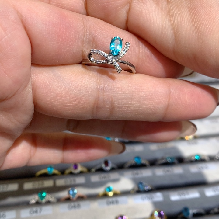 托帕石戒指银S925镶嵌