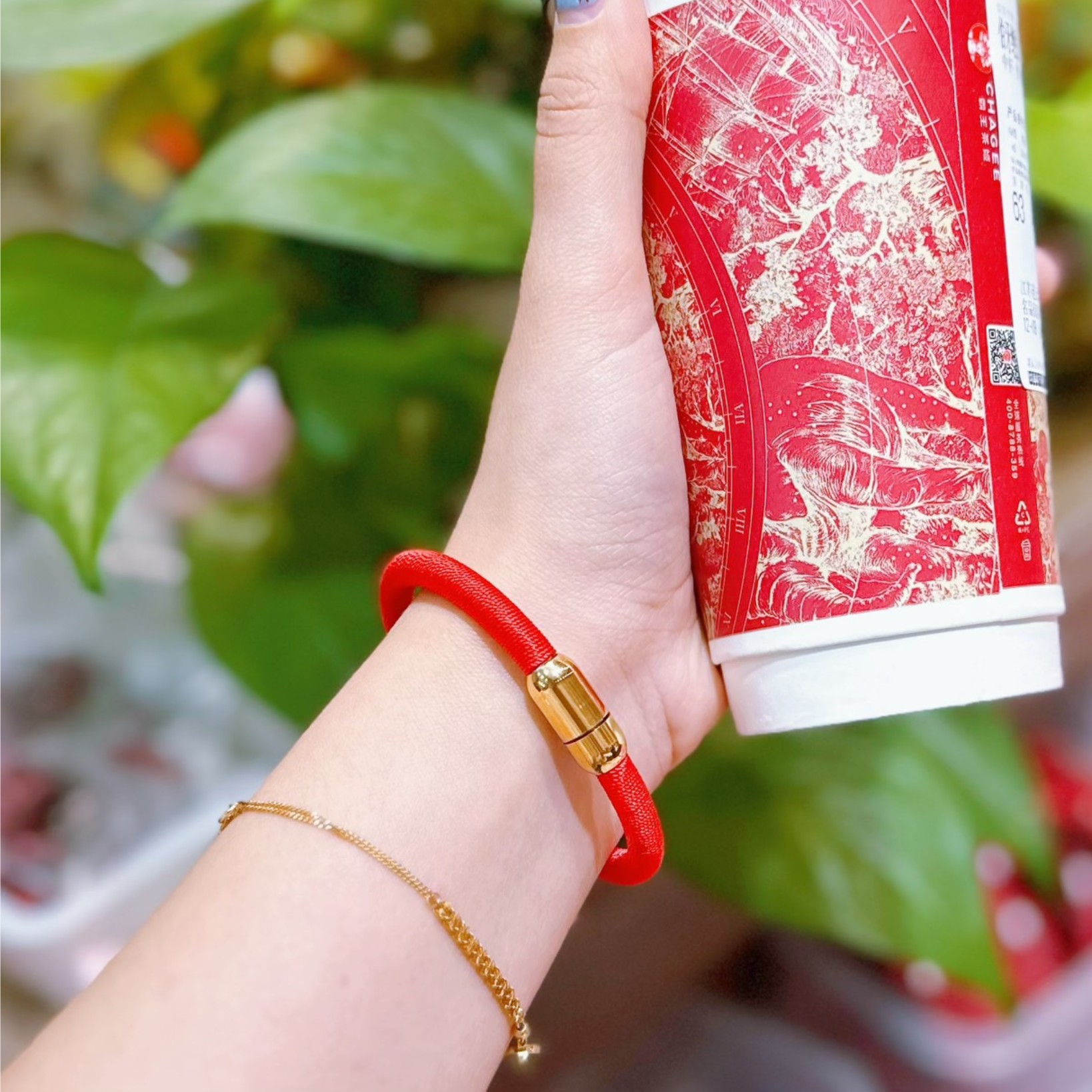 天然辰砂朱砂装砂红绳手镯男女本命年【内装朱砂颗粒】