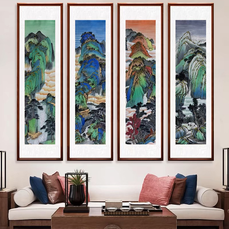 【山水画】雷百寿160*50cm手绘 四条屏礼盒作品（4）