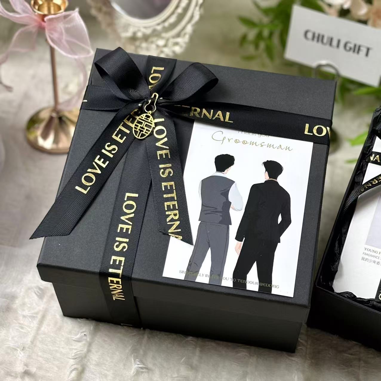 伴郎伴手礼礼盒黑色酷炫高级感送男生生日节日结婚礼物