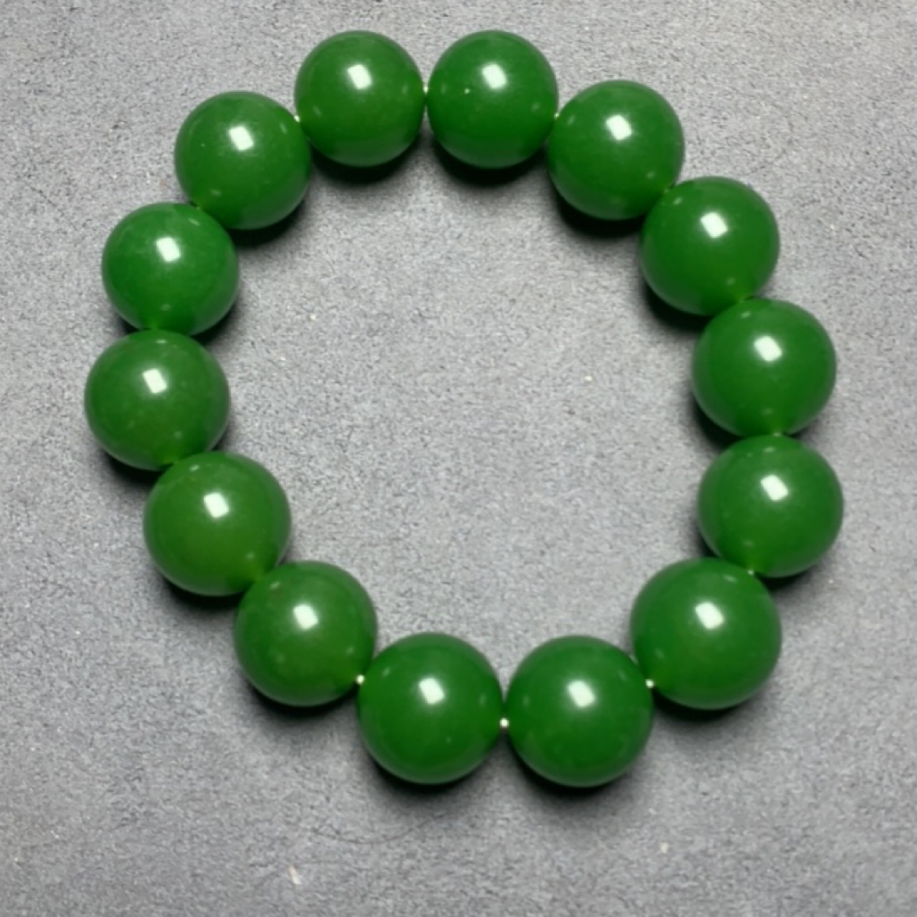 鸿钰精选 精品碧绿色菠菜绿色16mm 手工珠串116