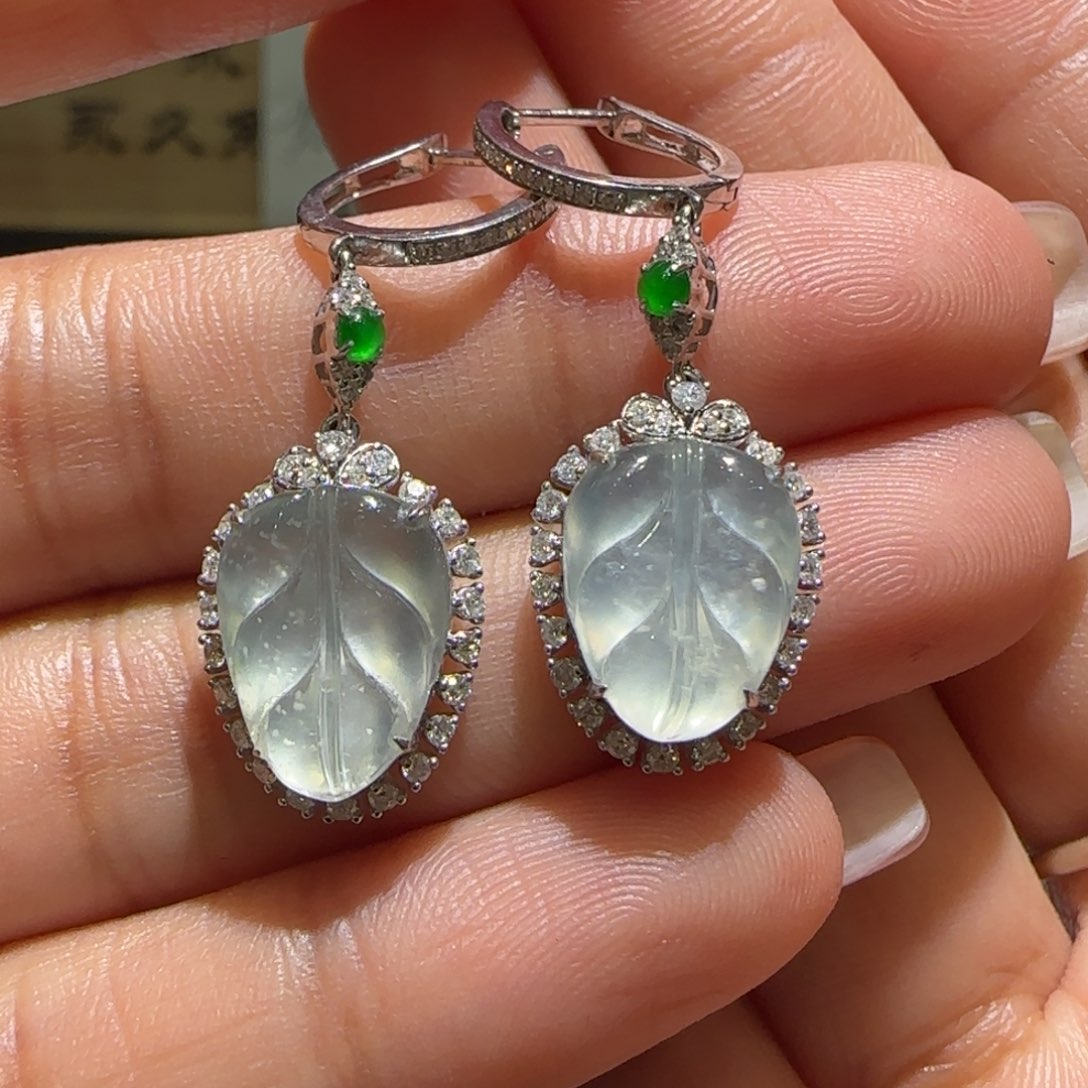 【闪购商品】翡翠耳饰18K金镶嵌缅甸