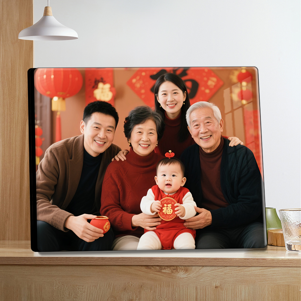 生活照片定制大版12寸水晶摆台相框拍一发二全家福客厅摆件相片框