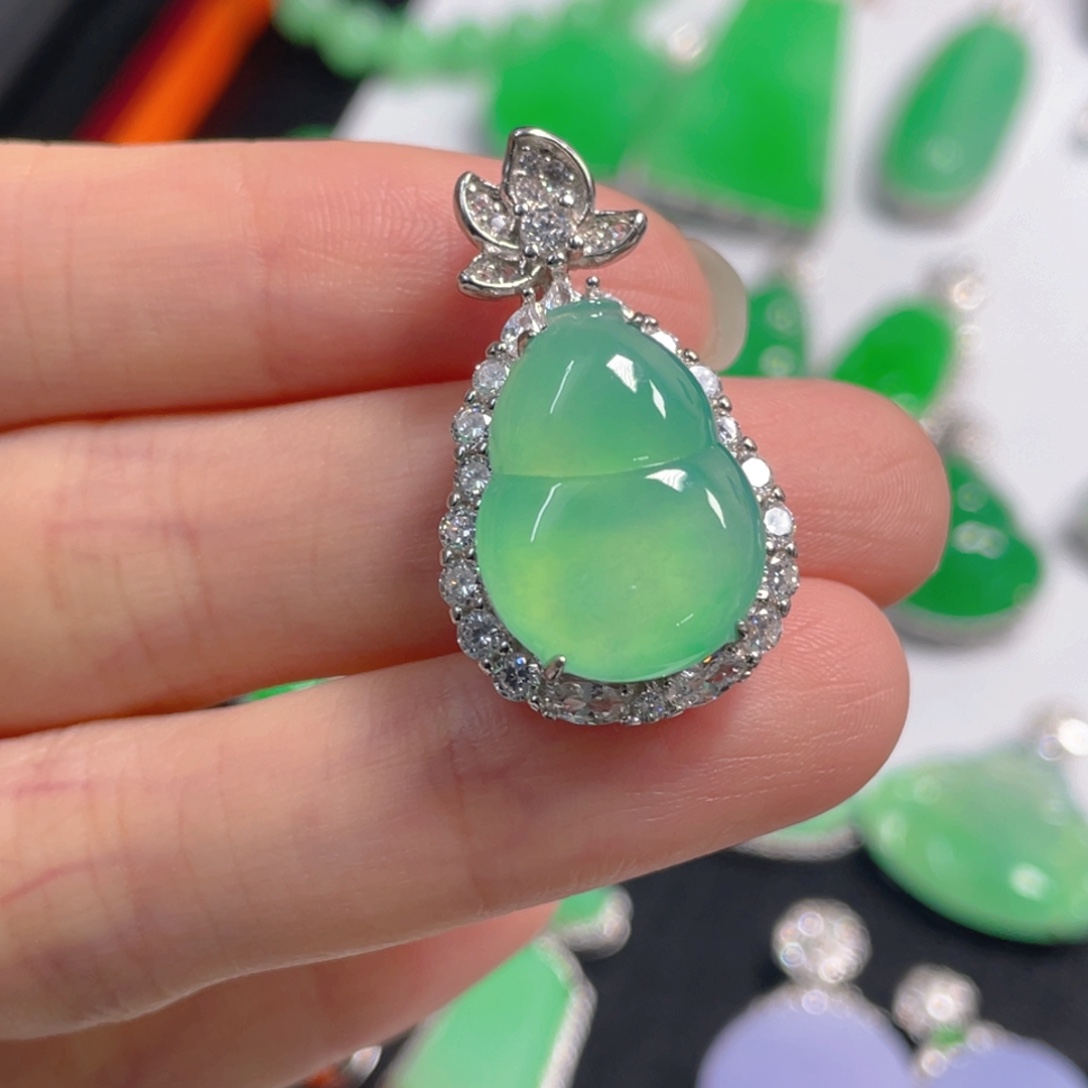 翡翠银S925镶嵌吊坠(不含链)
