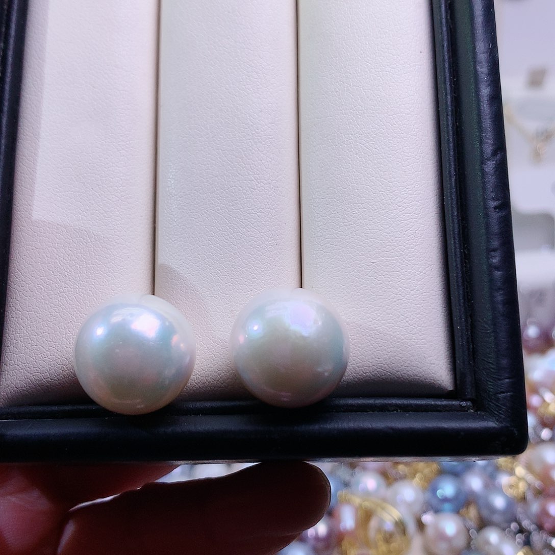淡水珍珠耳饰银S925镶嵌啵****镜