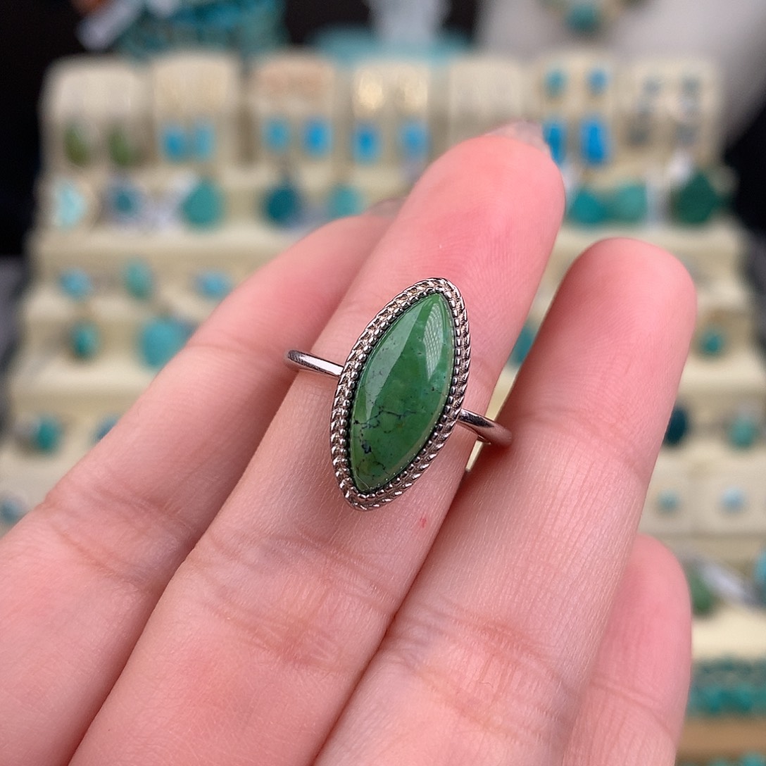 绿松石银S925镶嵌戒指