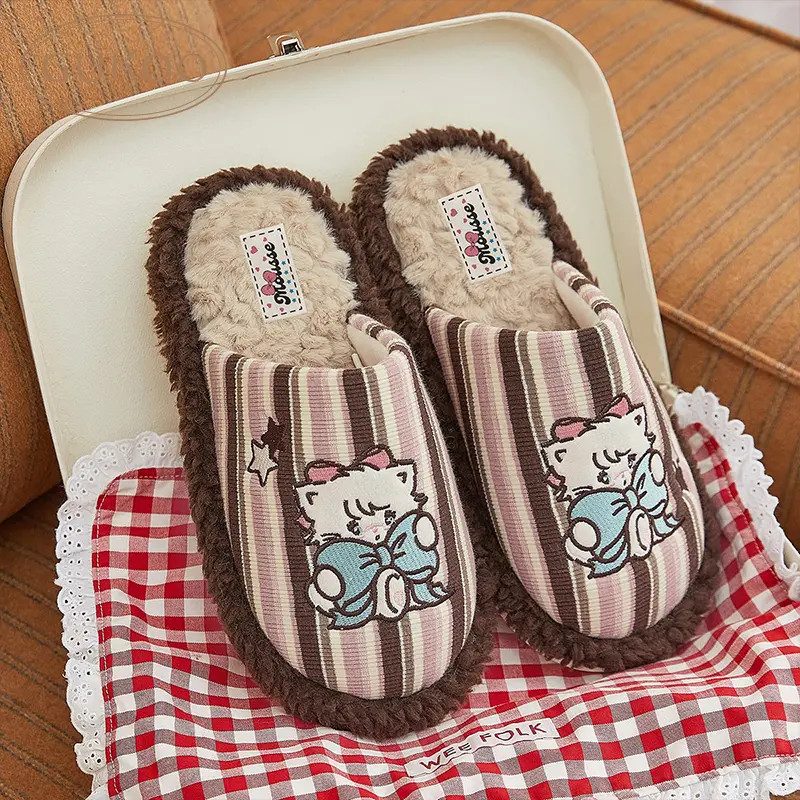 Gukoo/果壳秋冬拖鞋mikko联名加绒保暖包头拖女士冬季居家棉拖鞋