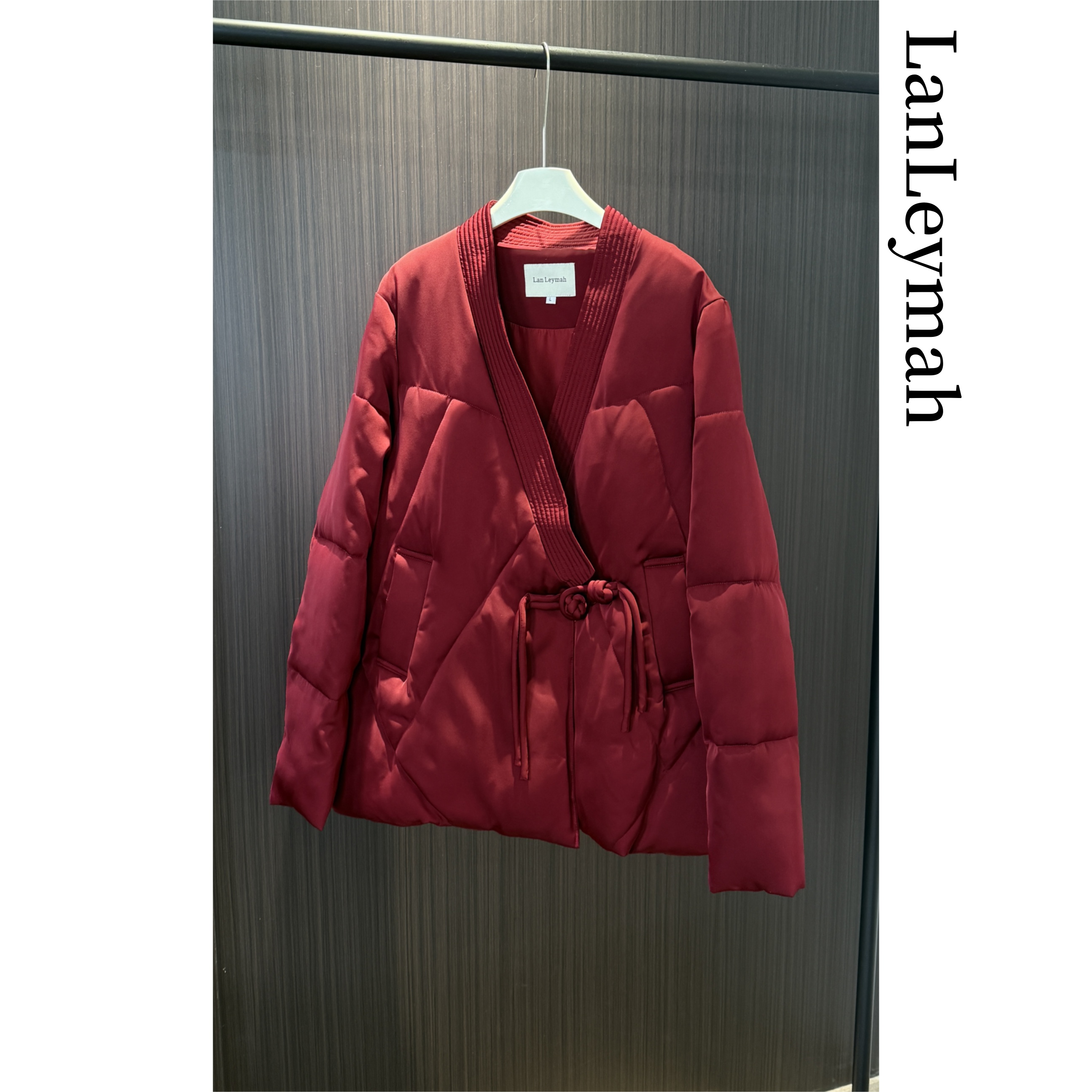 LanLeymah【新中式缎面棉服】冬季棉衣盘扣过年棉衣中长款