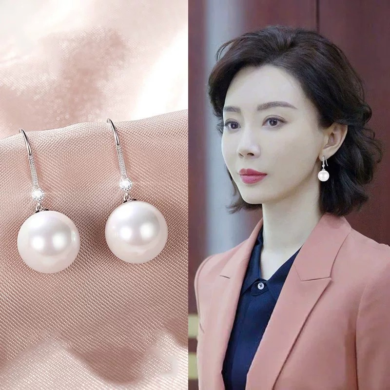 通体999款 高亮明星同款10mm高亮珠耳饰H292