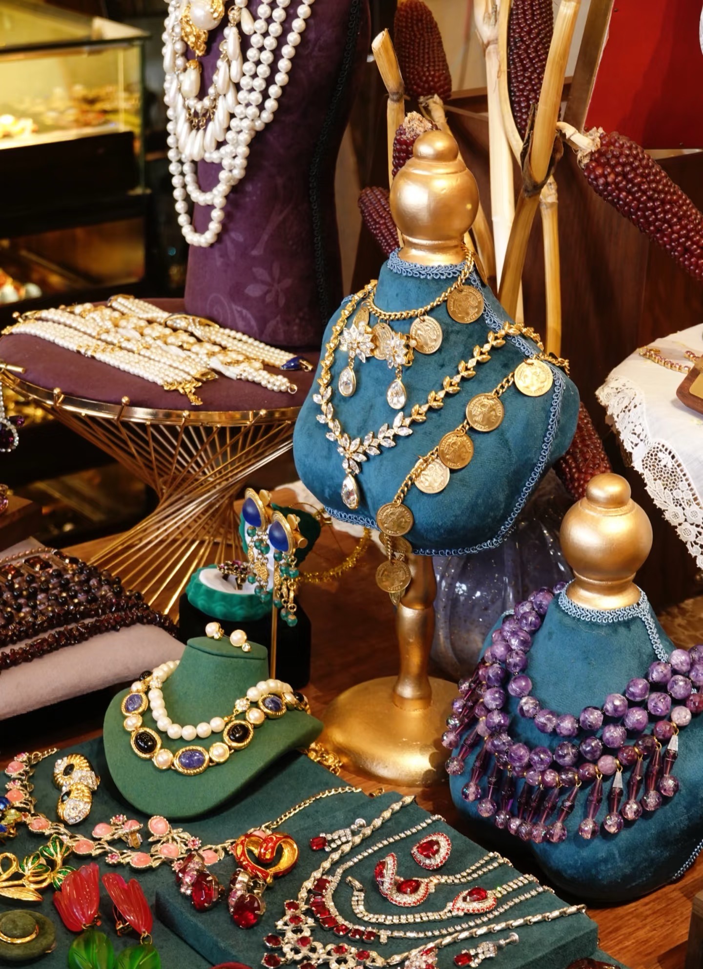 铜合金仿水晶耳饰 时尚古典设计师饰品宫廷风姐妹多层宫廷风