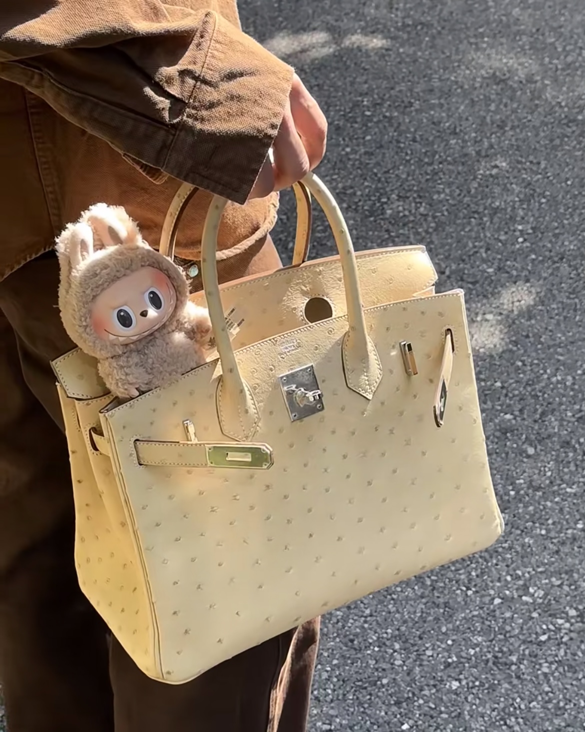 99新 Hermes/爱马仕 蔚蓝/鸵鸟皮birkin30 X刻