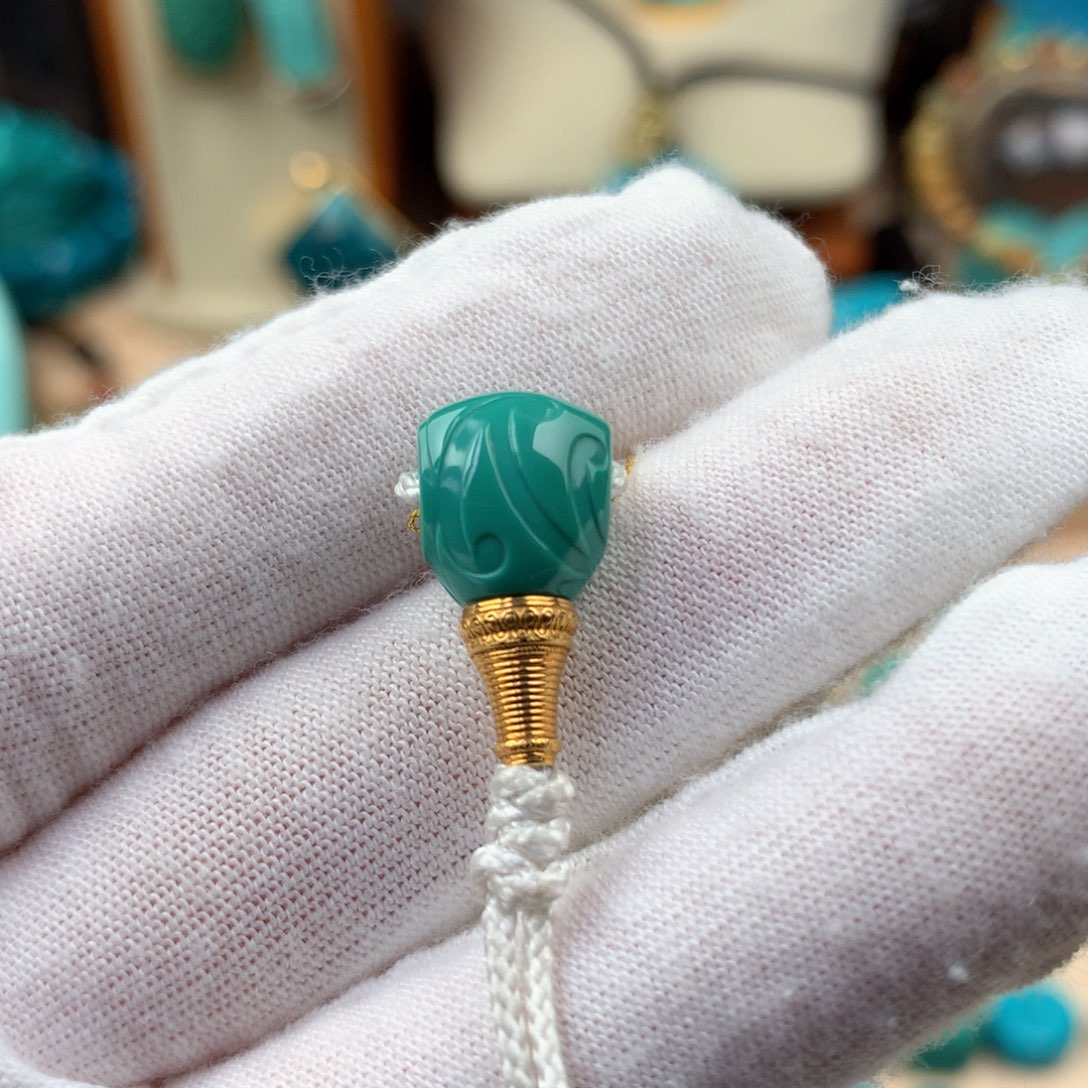 绿松石18K金镶嵌博古金塔三通