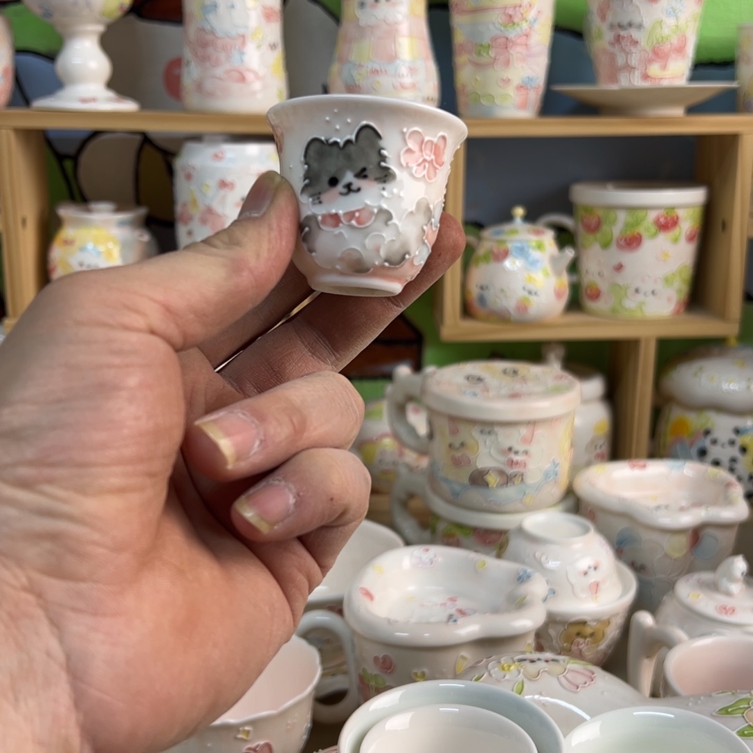 陶摆件景德镇高温釉下手绘台词