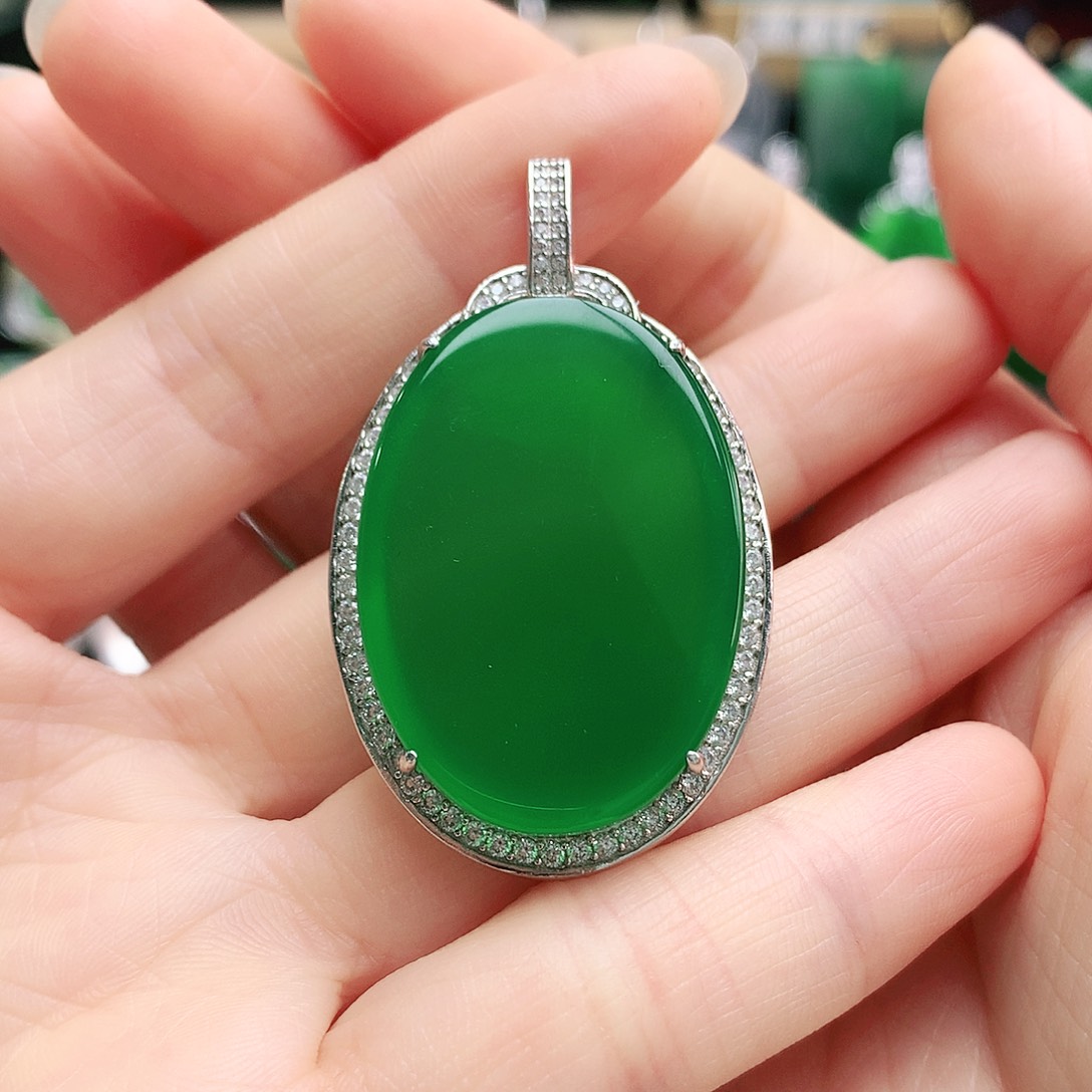 玛瑙/玉髓吊坠银S925镶嵌