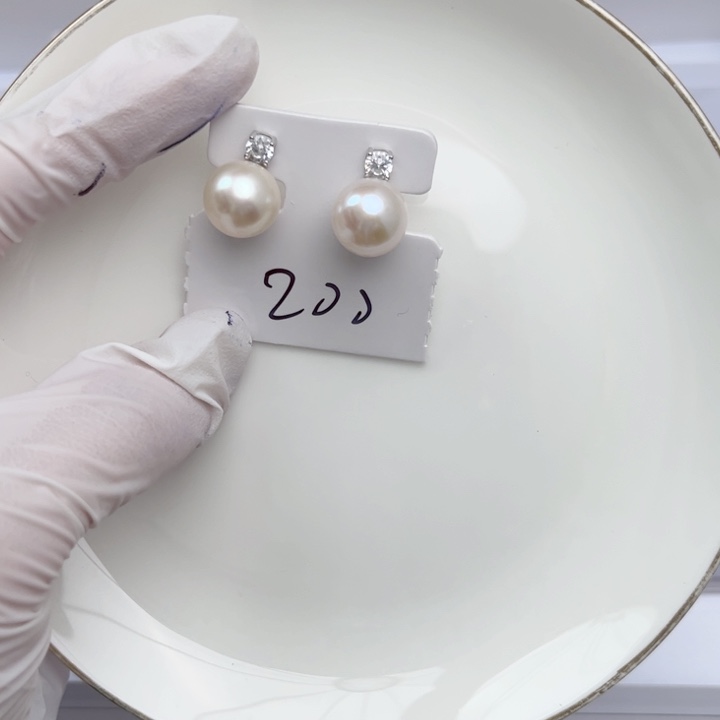 淡水珍珠耳饰银S925镶嵌
