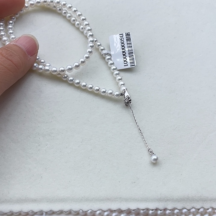 淡水珍珠银S925镶嵌颈饰卡4➕高品极光白