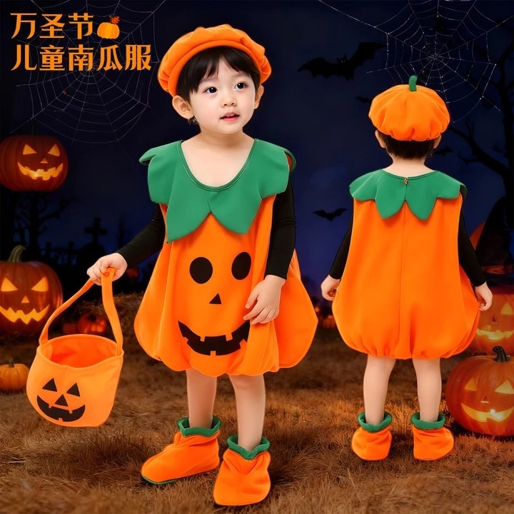 幼儿园万圣南瓜衣服女童儿童圣诞节演出服宝穿搭装扮女孩cos服装