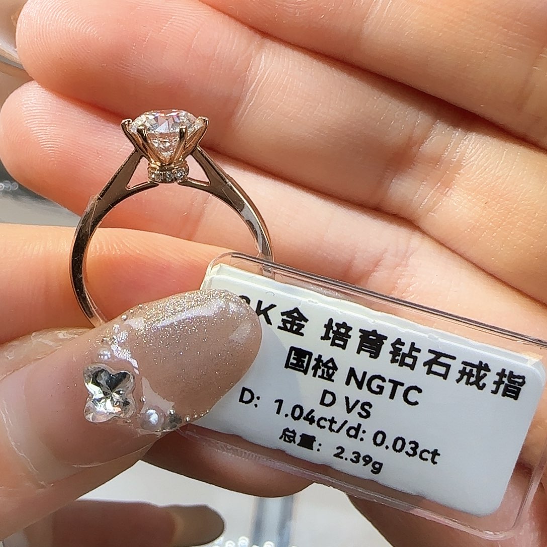 实验室培育钻石18K金镶嵌一克拉玫瑰金六爪 13