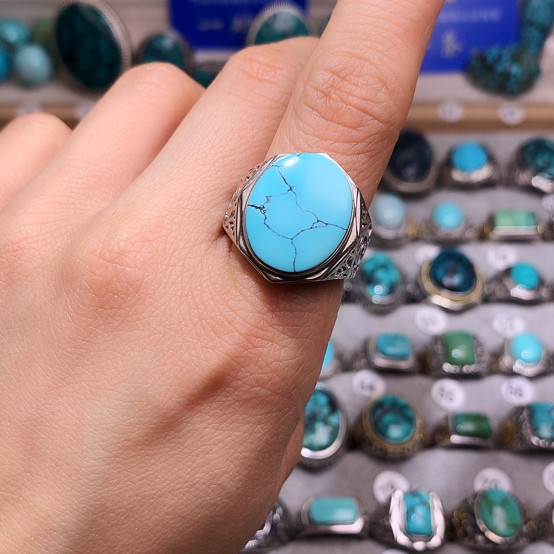 绿松石挂件银S925镶嵌