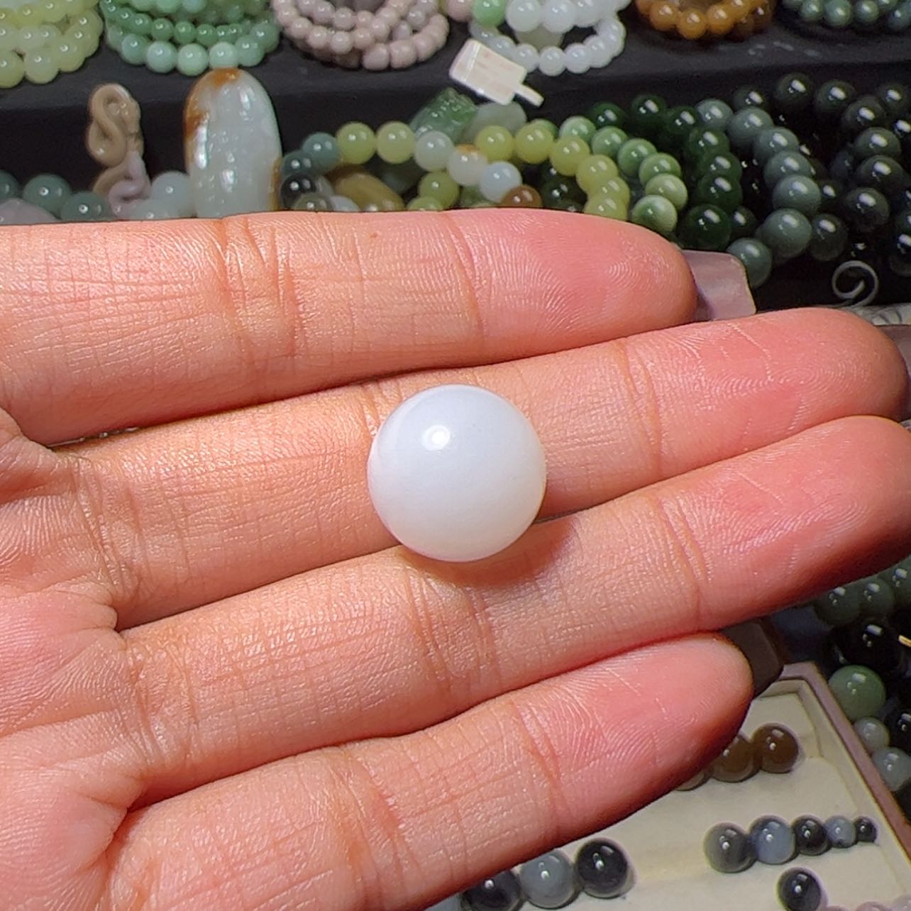 【闪购商品】和田玉单珠未镶嵌白玉14mm