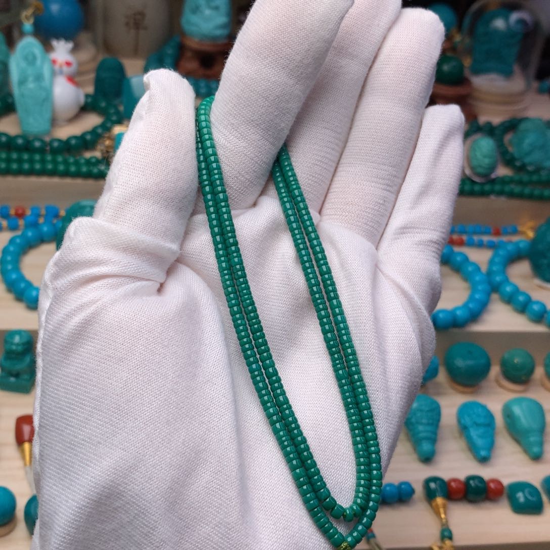 绿松石珠宝奇石未镶嵌精品直切多圈