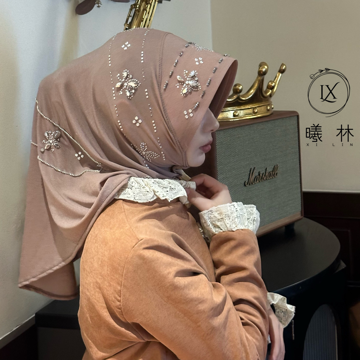 曦林12月新款  爱洛硬帽头巾  轻便复古烫片10色（不退换）