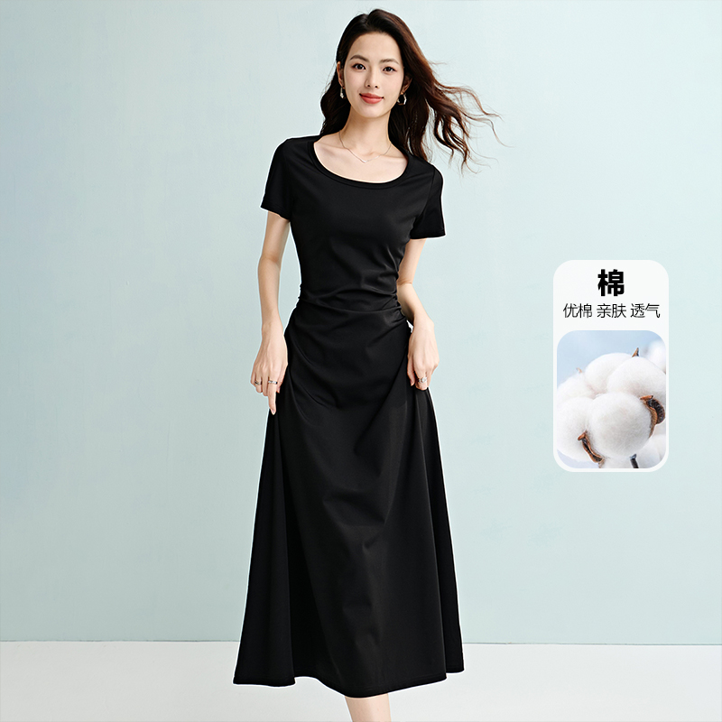 【新品】2025百搭圆领短袖连衣裙25041603