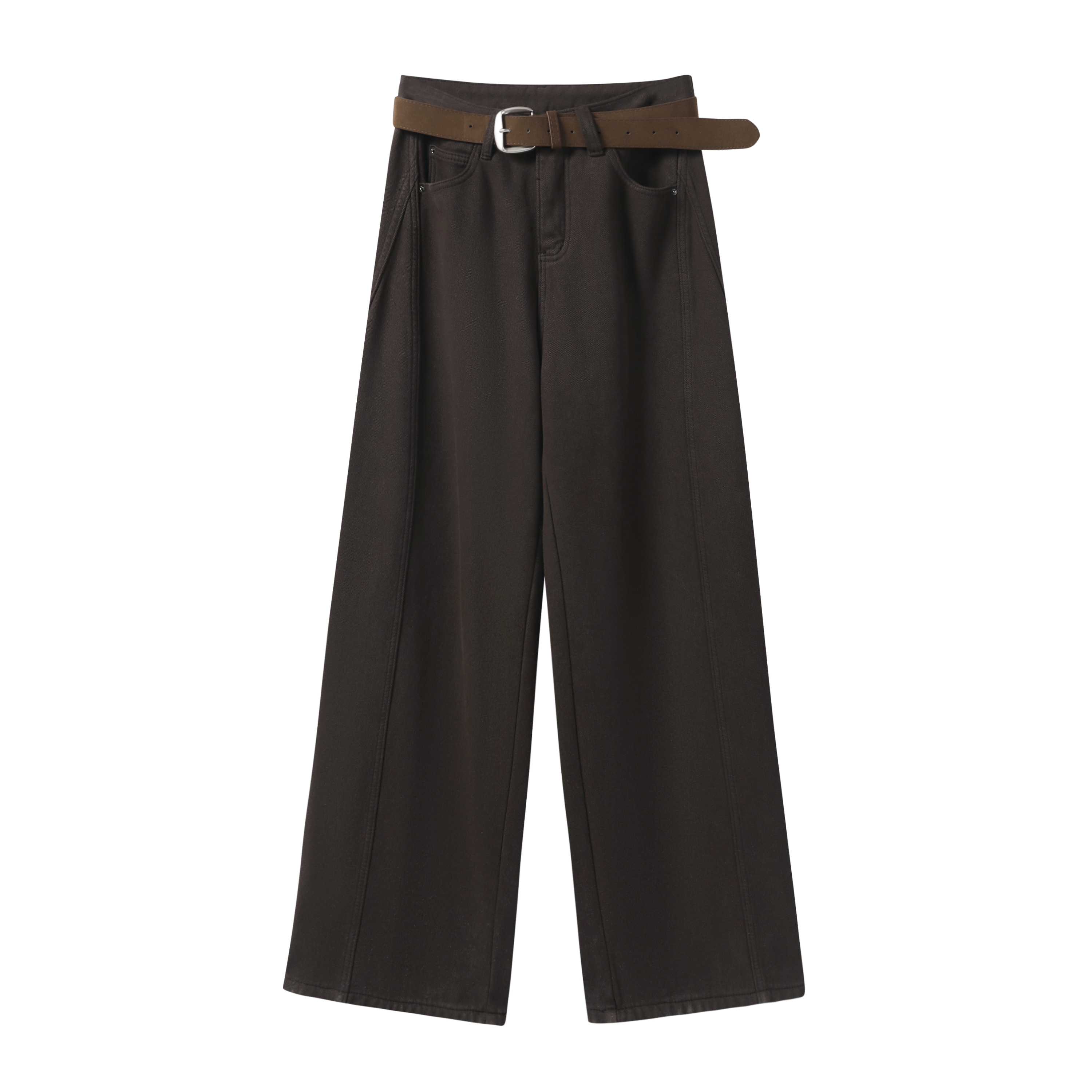 马克华菲【洛兰】秋冬季加绒长裤女加厚弯刀牛仔裤F54022A977