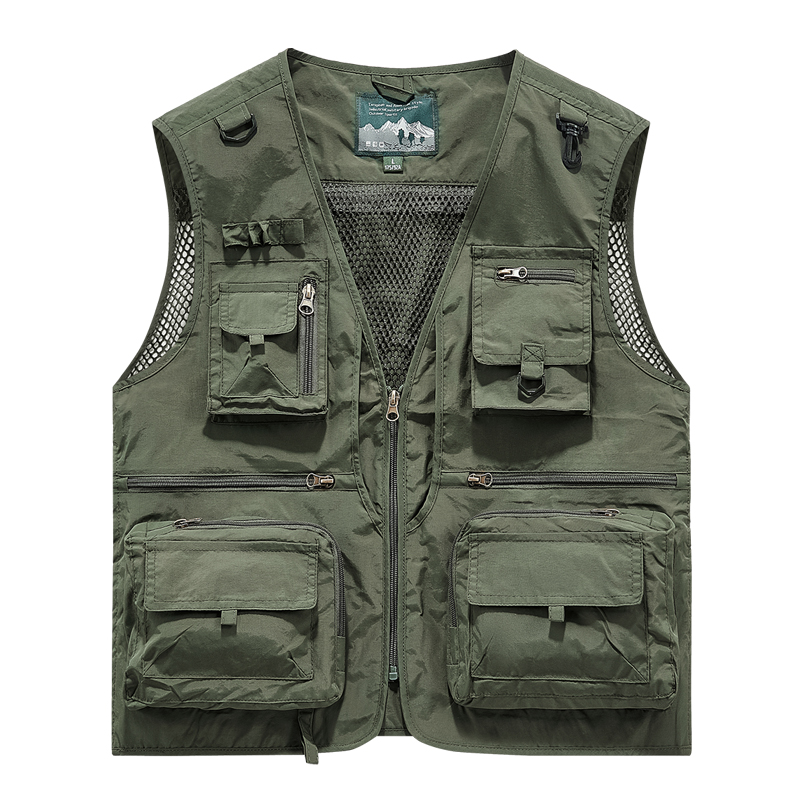 啄木鸟2025跨境外贸新款户外登山工装多口袋马甲中年男士大码钓鱼