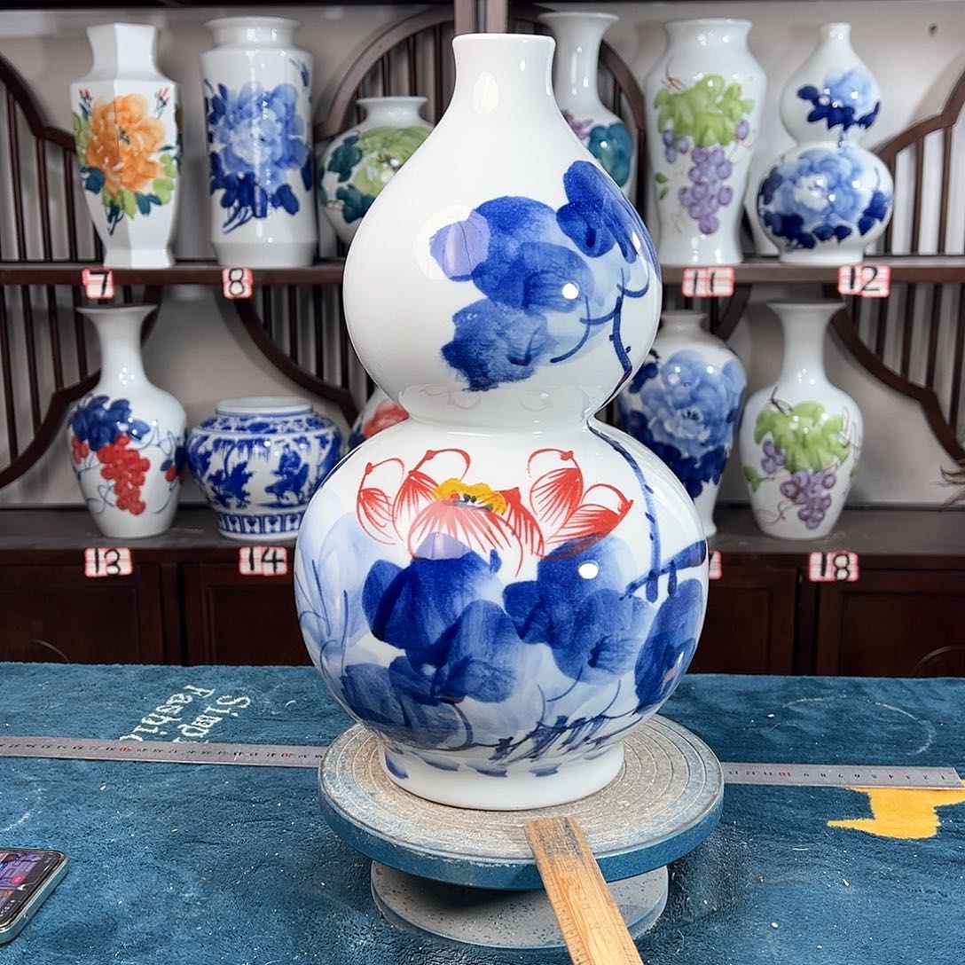 摆件景德镇陶瓷葫荷花