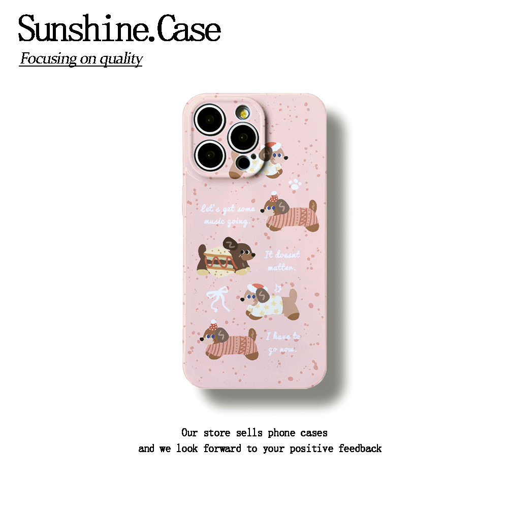 粉底腊肠狗孩菲林软壳适用苹果17华为vivo小米oppo一加防摔手机壳